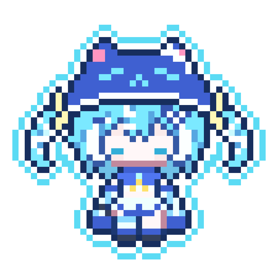 ECHO pixel mascot listening along in headphones